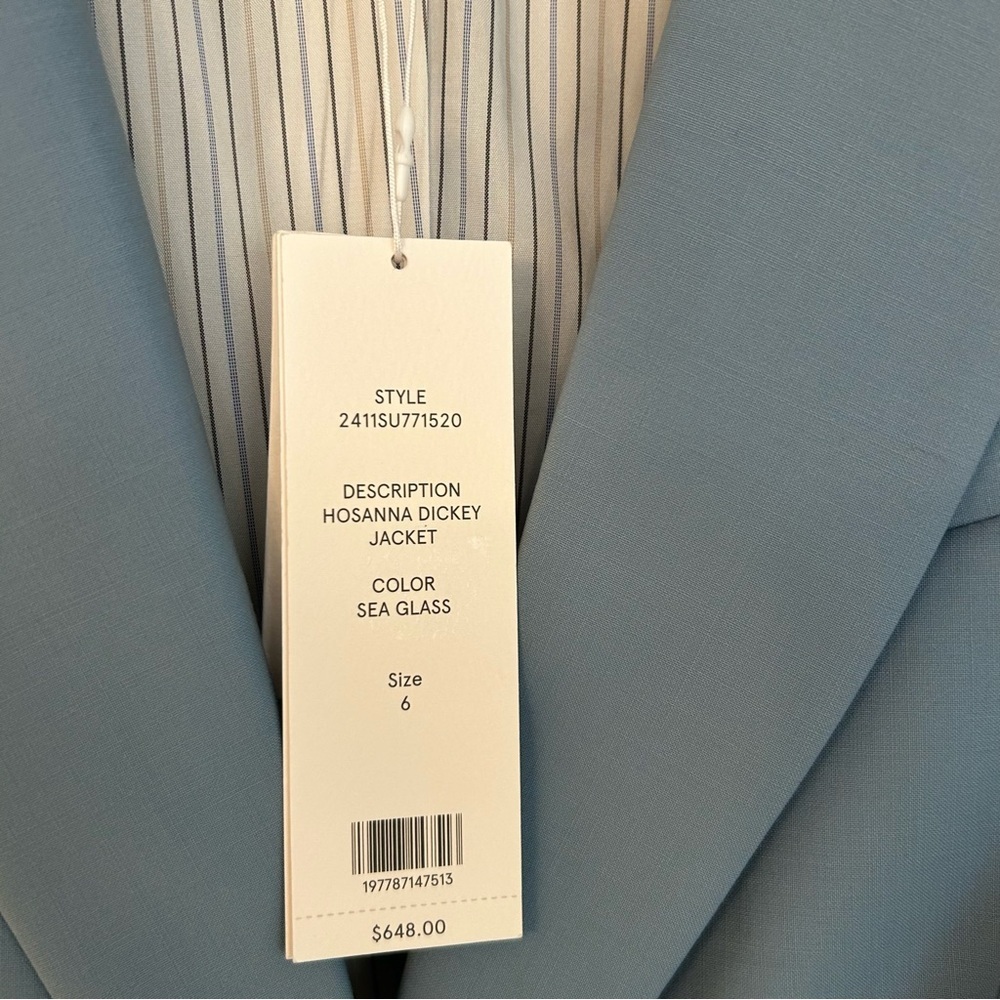 Veronica Beard Blue Hosanna Stretch Virgin Wool Blend Dickey Jacket in Sea Glass - Picture 10 of 12
